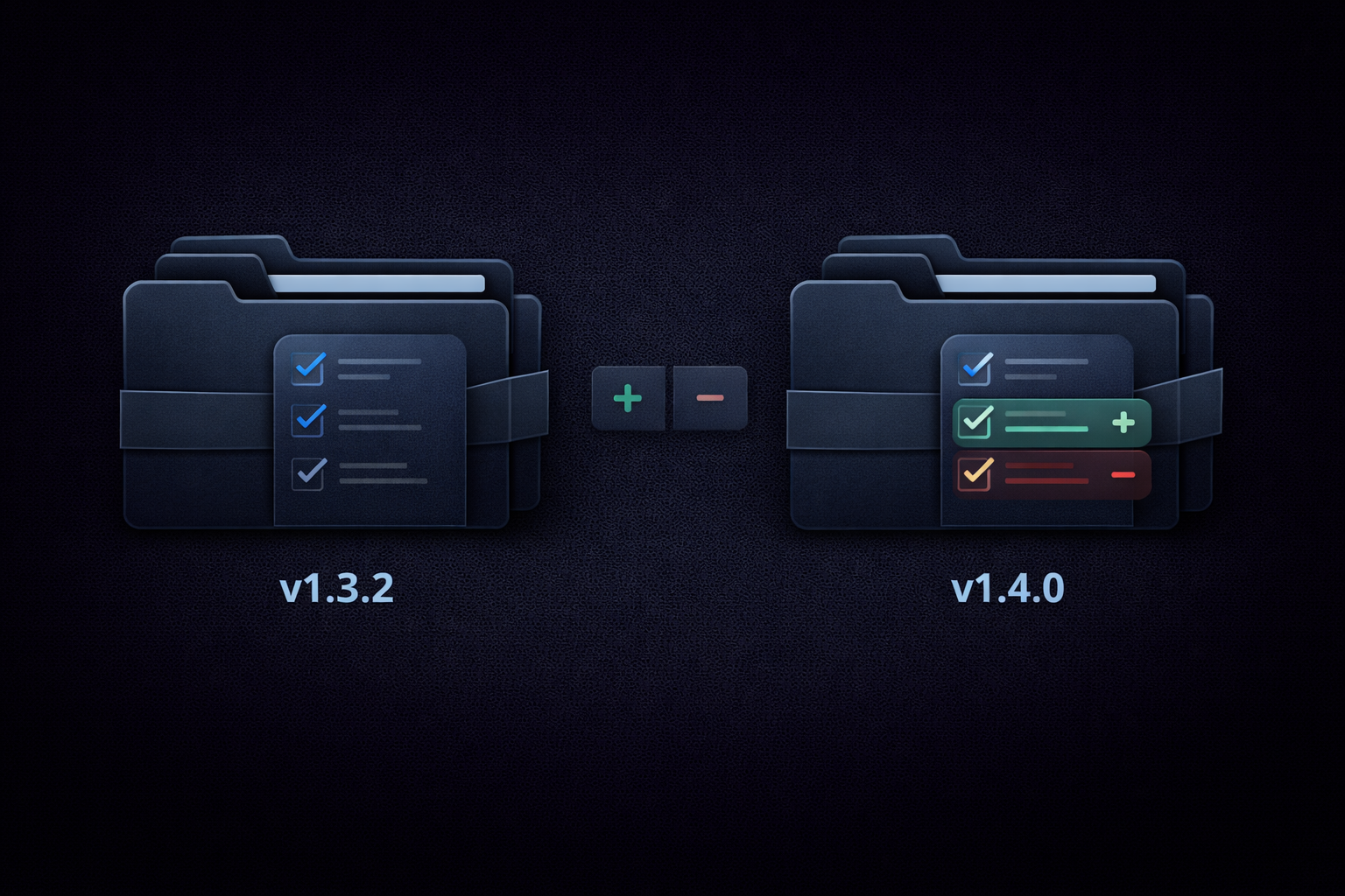 Version-to-version evidence diffs