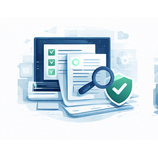 Evidence review: documents, checklist, magnifier and verified shield.